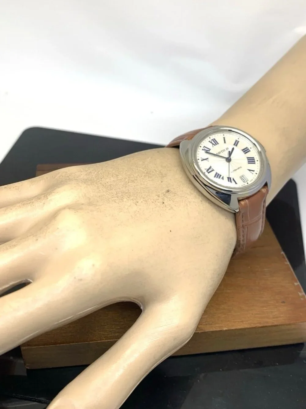Cartier Cle WSCL0017 Womens Watch Swiss Automatic Silver Dial Brown Leather 35mm
